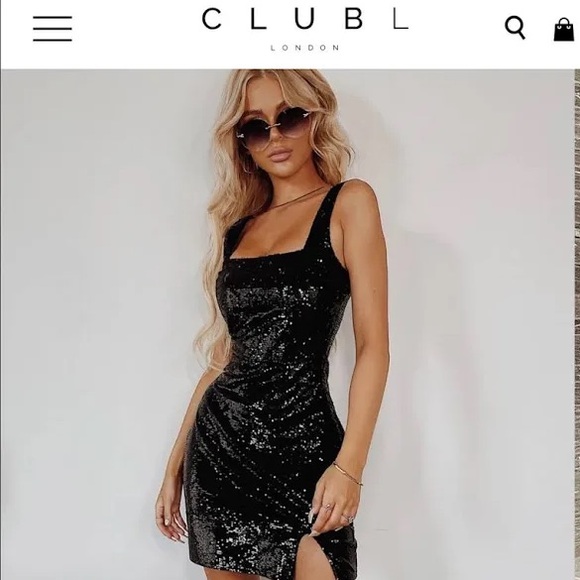 NWT Club L London Sequin Square Neck Mini Dress - Picture 3 of 9